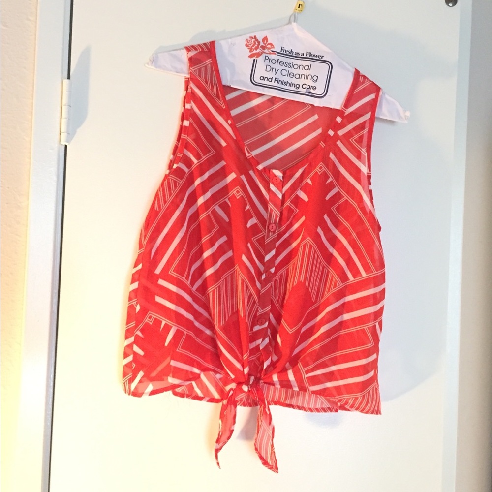 Lush Orange & white striped sleeveless top